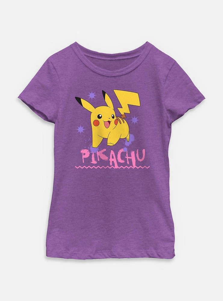 Pokemon Pikachu Splatter Youth Girls T-Shirt