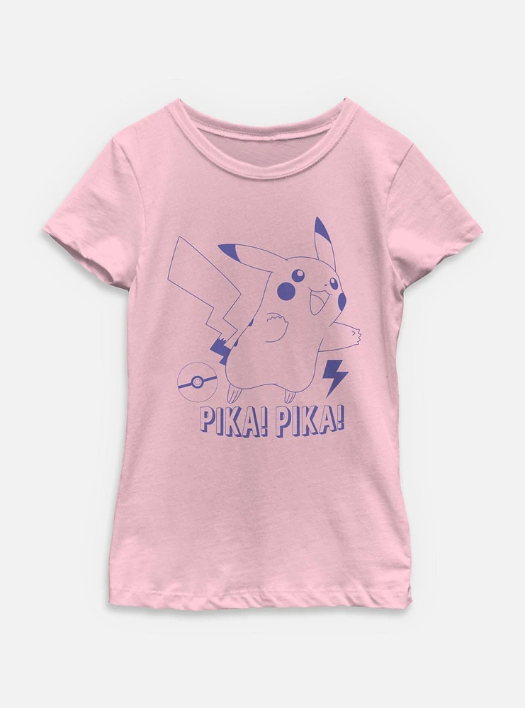 Pokemon Pika Pikachu Flying Youth Girls T-Shirt