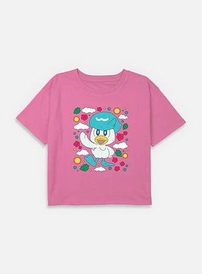 Pokemon Quaxly Floral Youth Girls Boxy Crop T-Shirt