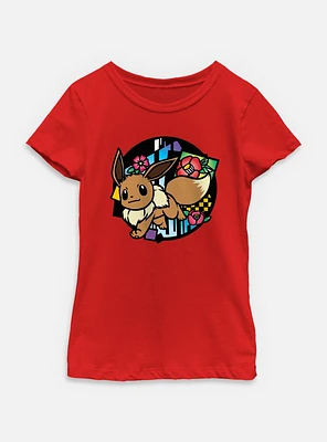 Pokemon Eevee Stained Glass Icon  Youth Girls T-Shirt