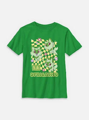Pokemon Sprigatito Grass Type Checkered Youth T-Shirt