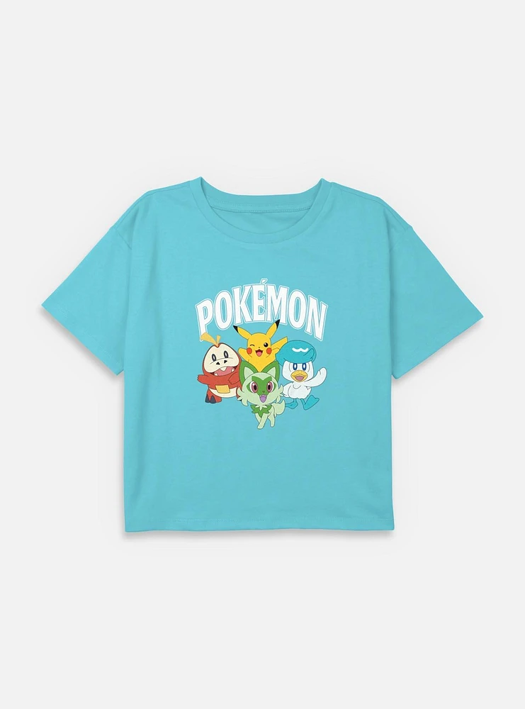 Pokemon Friends Squad Youth Girls Boxy Crop T-Shirt