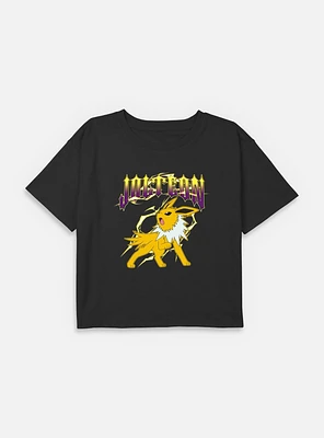Pokemon Jolteon Thunder Metal Youth Girls Boxy Crop T-Shirt
