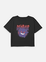 Pokemon Gengar Poison Type Youth Girls Boxy Crop T-Shirt