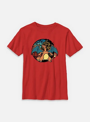 Pokemon Charizard Badge Icon Youth T-Shirt