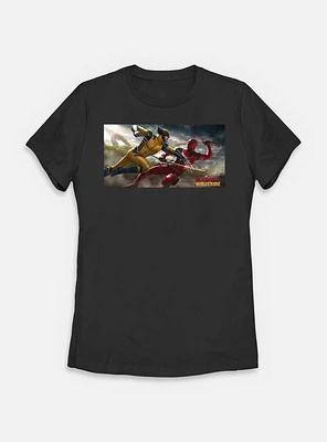 Marvel Deadpool & Wolverine Fighting Womens T-Shirt