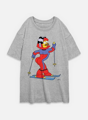 The Simpsons Ned Flanders Skii Womens Oversized T-Shirt