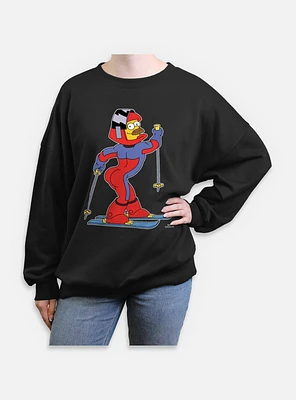 The Simpsons Ned Flanders Skii Skills Womens Oversized Sweatshirt