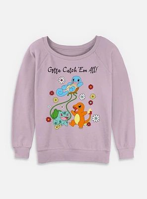 Pokemon Gotta Catch Em All Flowers Womens Slouchy Sweatshirt