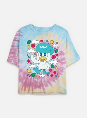 Pokemon Quaxly Floral Tie Dye Crop Womens  T-Shirt
