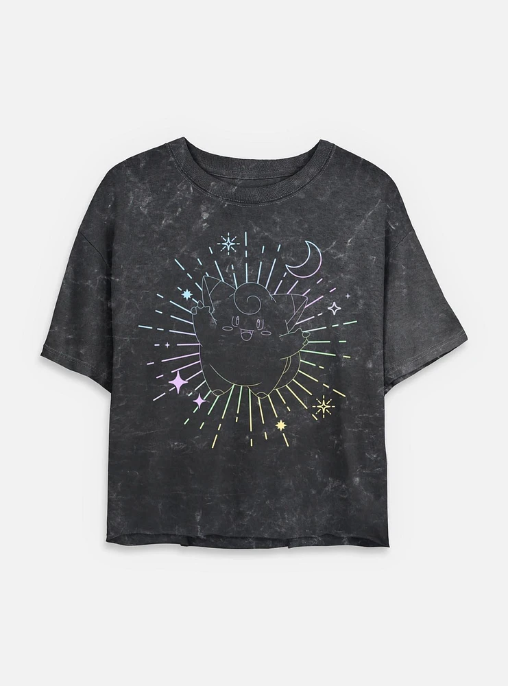Pokemon Celestial Clefairy Mineral Wash Womens Crop T-Shirt