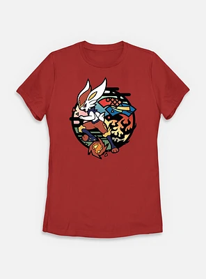 Pokemon Cinderace Stained Glass Icon Womens T-Shirt