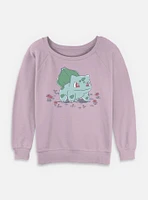 Pokemon Bulbasaur Floral Sketch Womens Slouchy Sweatshirt