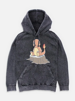 Pokemon Charmander Log Sketch Mineral Wash Hoodie