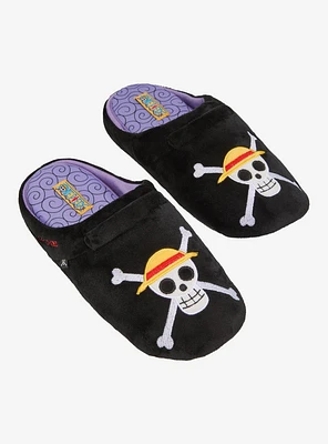 One Piece Straw Hat Crew Jolly Roger Men's Dorm Slippers — BoxLunch Exclusive