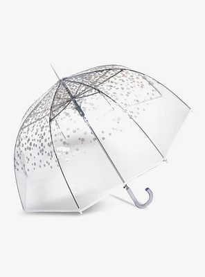 Auto Open Bubble Stick Umbrella Silver Dots