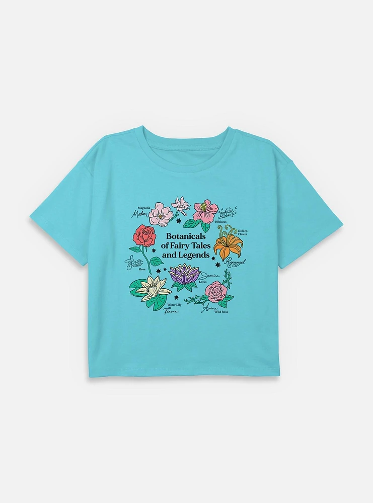 Disney Princesses Botanicals of Faity Tales and Legends Youth Girls Boxy Crop T-Shirt