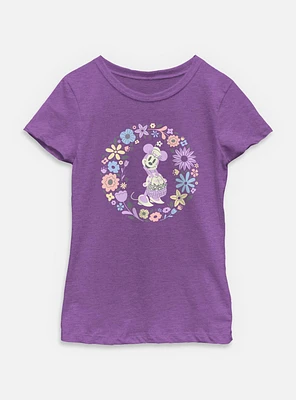Disney Minnie Mouse And Flowers Youth Girls T-Shirt