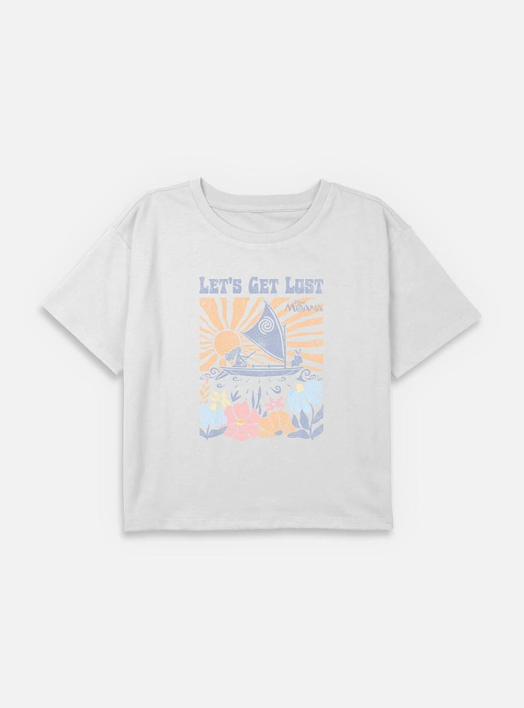 Disney Moana Let's Get Lost Youth Girls Boxy Crop T-Shirt
