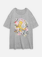 The Simpsons Cherub Bart Floral Womens Oversized T-Shirt