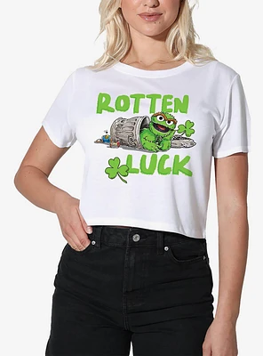 Sesame Street Oscar Rotten Luck Women's Crop Top White