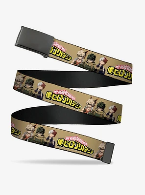 My Hero Academia Character Trio Pose & Title Logo Tan Flip Web Belt