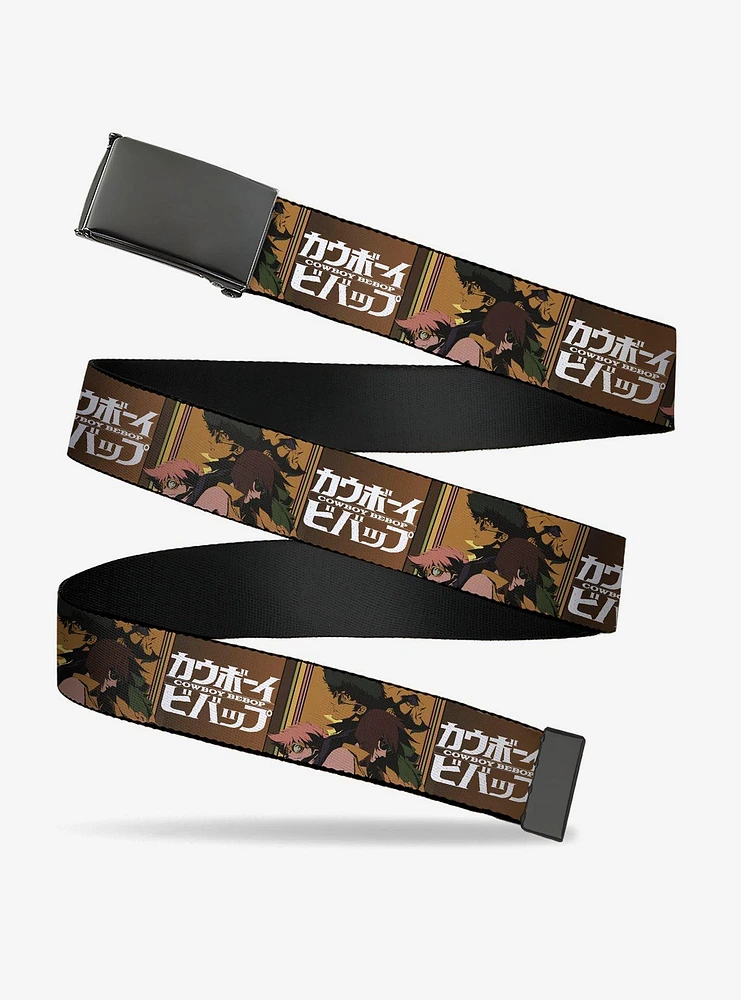 Cowboy Bebop Crew Group Pose & Title Logo Blocks Flip Web Belt
