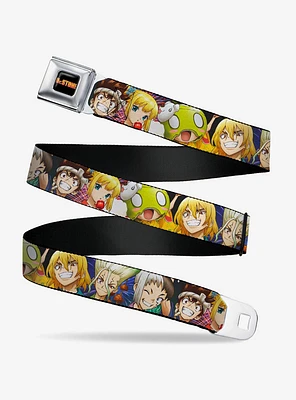 Dr. Stone Character Group Faces Close Up Youth Seatbelt Buckle Belt