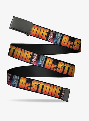 Dr. Stone Title Logo & Ibarra Suika Split Pose Black Flip Web Belt