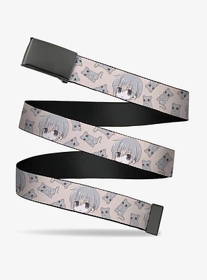Fruits Basket Chibi Yuki Soma & Rat Scattered Beige Flip Web Belt