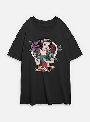 Disney Snow White and the Seven Dwarfs Fairest Tattoo Style Womens Oversized T-Shirt