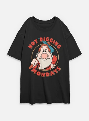 Disney Snow White and the Seven Dwarfs Not Digging Mondays Womens Oversized T-Shirt