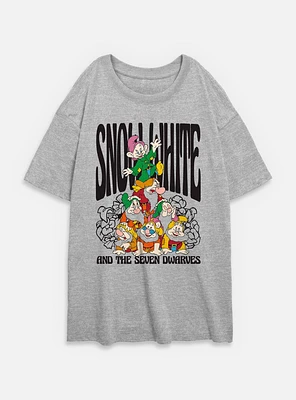Disney Snow White and the Seven Dwarfs Floral Dwarf Time Womens Oversized T-Shirt