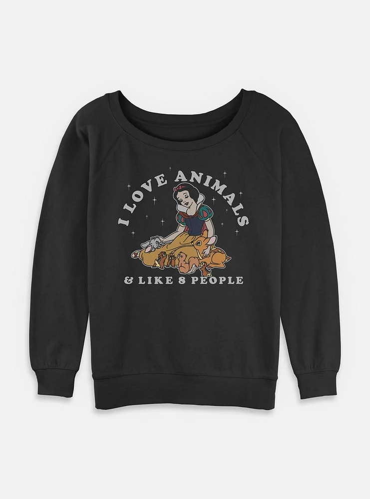 Disney Snow White and the Seven Dwarfs I Love Animals & Like 8 People Womens Slouchy Sweatshirt