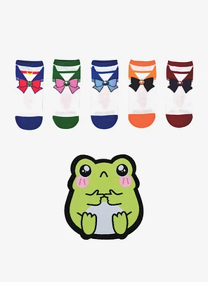 Sailor Moon Bows 5-Pair Ankle Socks & Frog Patch