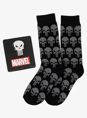 Marvel Punisher Black Socks and Silver Lapel Pin Set
