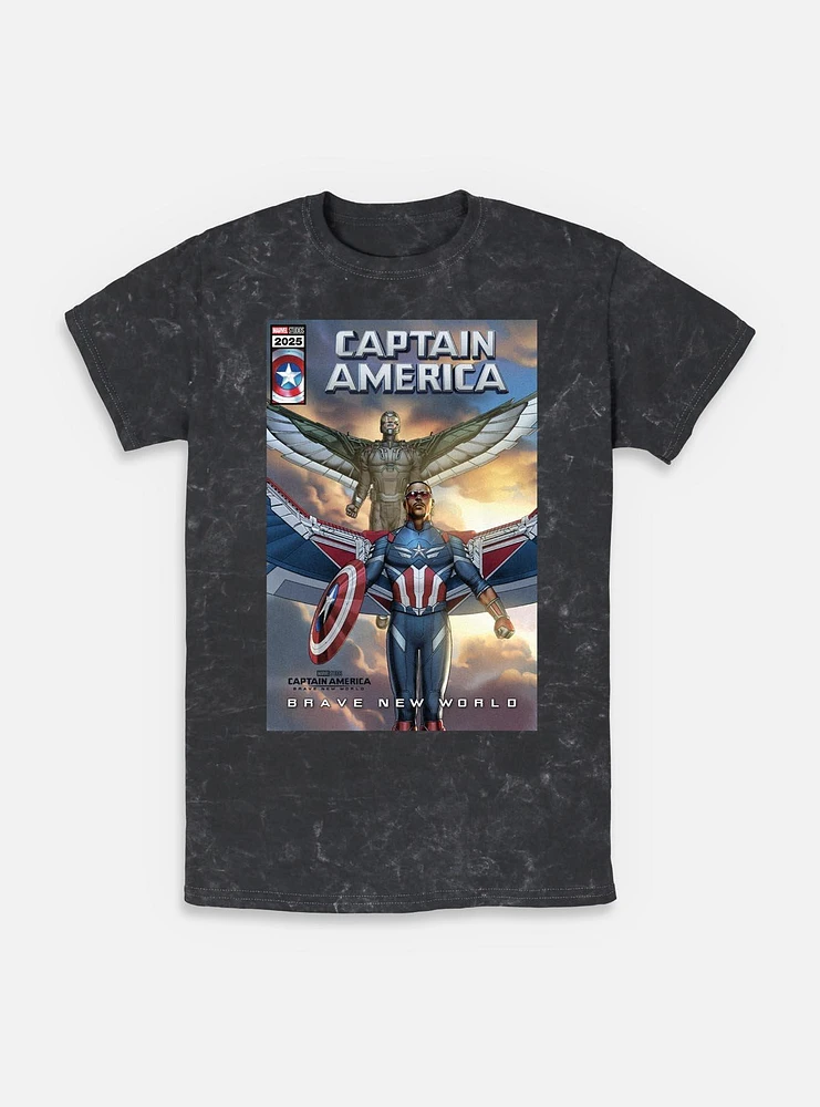 Captain America: Brave New World Falcon Team Up Comic Cover Mineral Wash T-Shirt