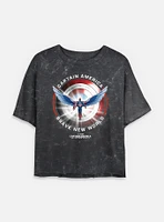 Captain America: Brave New World America Shield Mineral Wash Womens Crop T-Shirt