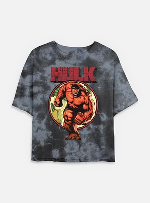 Marvel Red Hulk Run Tie Dye Crop Womens T-Shirt