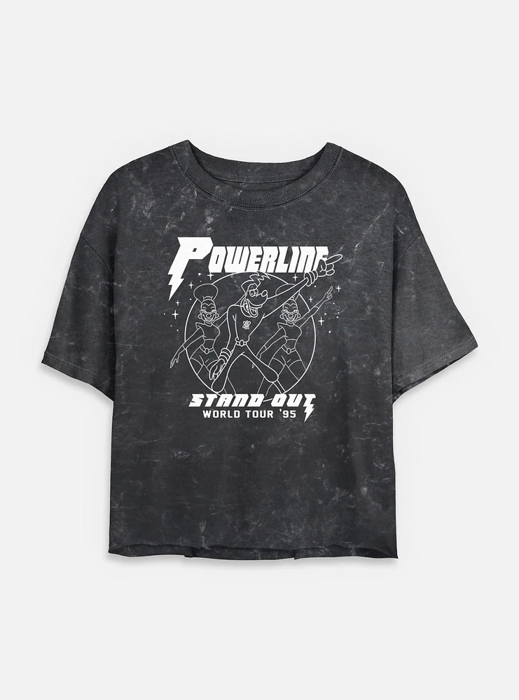Disney Goofy World Tour Powerline Mineral Wash Womens Crop T-Shirt