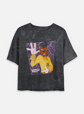 Disney Goofy Powerline Portrait Mineral Wash Womens Crop T-Shirt