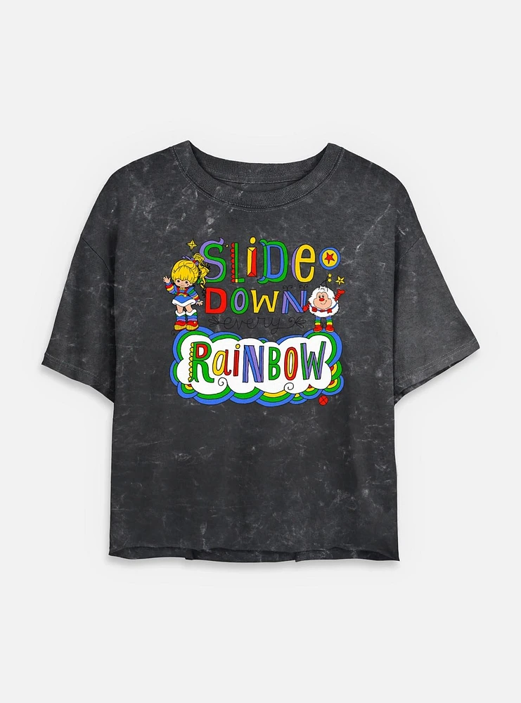 Rainbow Brite Down Every Mineral Wash Womens Crop T-Shirt