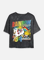 Rainbow Brite Racer Mineral Wash Womens Crop T-Shirt