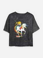 Rainbow Brite And Starlite Mineral Wash Womens Crop T-Shirt