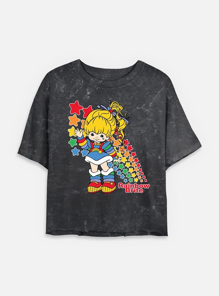 Rainbow Brite Hello Mineral Wash Womens Crop T-Shirt