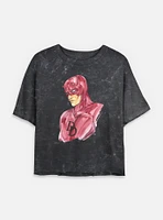Marvel Daredevil Paint Strokes Womens Mineral Wash Crop T-Shirt