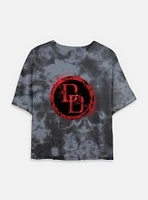 Marvel Daredevil DD Spatter Icon Womens Tie-Dye Crop T-Shirt