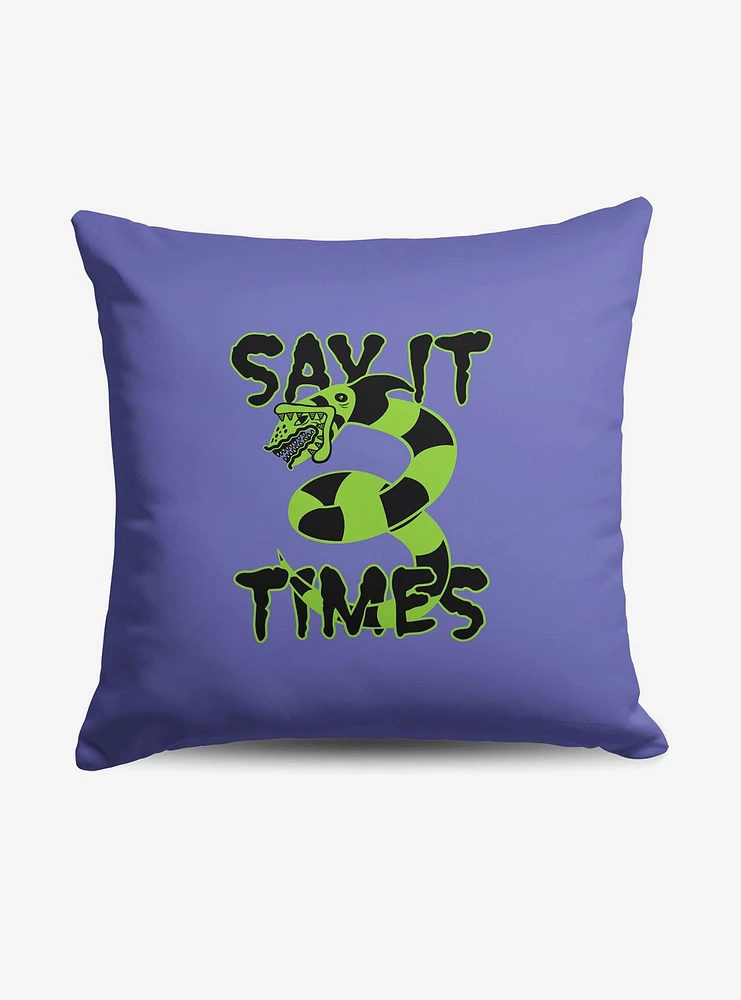 Beetlejuice Three Times Throw Pillow