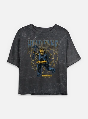 A Minecraft Movie Head Fake Womens Mineral Wash Crop T-Shirt