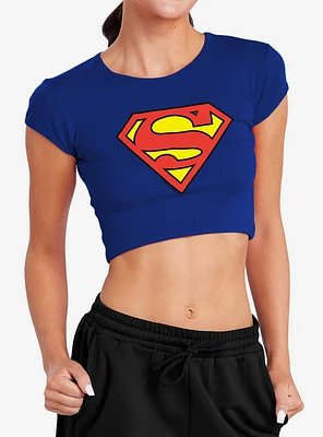 DC Comics Superman Classic Logo Cap Sleeve Baby Rib Women's Crop Top